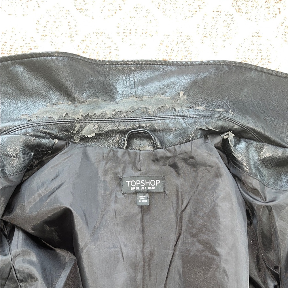 Topshop Black faux leather Moto Jacket - Picture 7 of 9